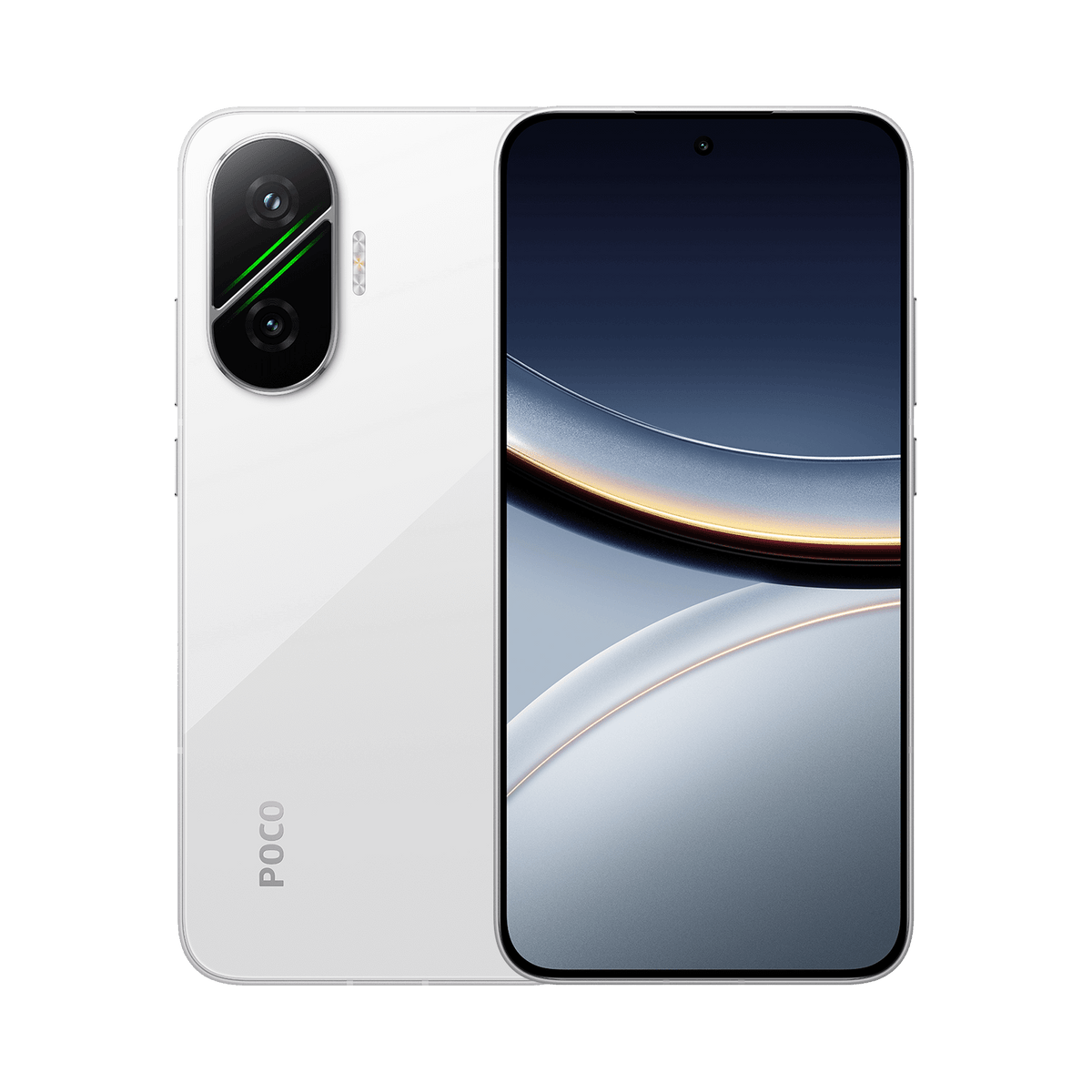 Xiaomi POCO F7 in Weiß – Vorder- und Rückseite