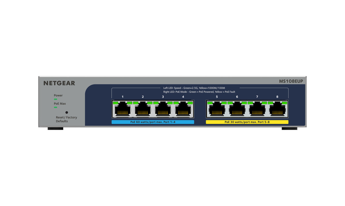 NETGEAR MS108EUP-100EUS – Managed PoE-Switch, 8x 2,5G, 230 W PoE