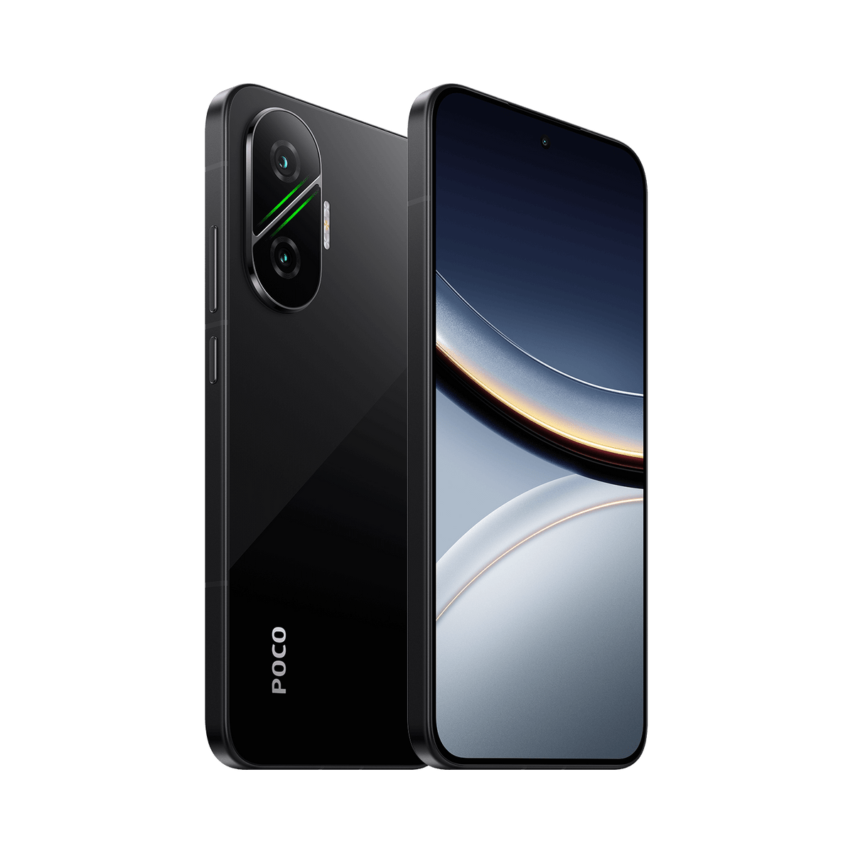 Xiaomi POCO F7 in Schwarz – schräge Ansicht